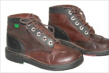 KICKERS  Bottines Boots Croûte de Cuir Marron foncé T 36 TBE