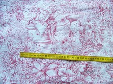 COUPON DE TISSU  DIFFERENTS MOTIFS ROUGES FOND BLANC  -  70 cm x  180cm - J 38/1