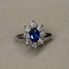 Bague T56 Fleur Marquise Sertie Saphir Cz 14 mm Argent Massif 925 Dolly-Bijoux