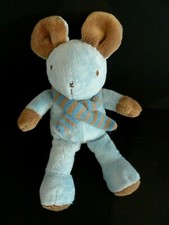 G7* DOUDOU PELUCHE SOURIS BLEU ECHARPE FNAC GRAINE D'EVEIL 25cm