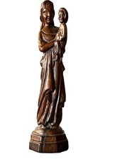 ANCIEN STATUE EN BOIS SCULPTÉ