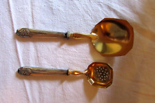 PELLE A FRAISE + PELLE A GATEAUX  MANCHE ARGENT MASSIF  ANCIENNES ART-NOUVEAU