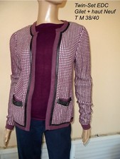 TWIN-SET GILET CARDIGUAN + HAUT 2 PIECES EDC NEUVE  T M NEUVE T 38/40/42