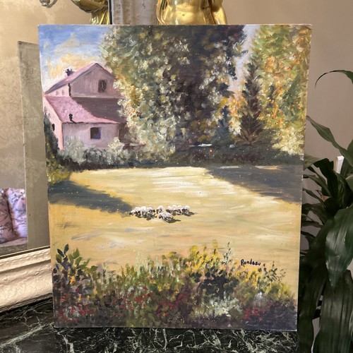 Tableau huile sur panneau - sur,