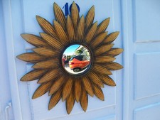 Ancien Miroir soleil en métal oeil de sorcière