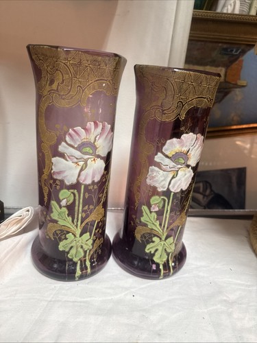 Paire vase verre violet - en,