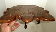 Ancienne petite étagere mural en bois sculpté & fer forgé Corniche