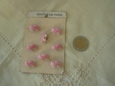 Boutons de Paris Voiture rose Anciens Enfant plaquette de 8 (BOUT.4)