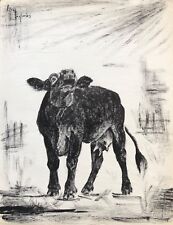 Vache Bovin encre signée Elsa