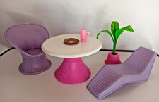 BARBIE VINTAGE Patio Party #7322 Mattel 1987 ARCO accessoire transat chaise paon