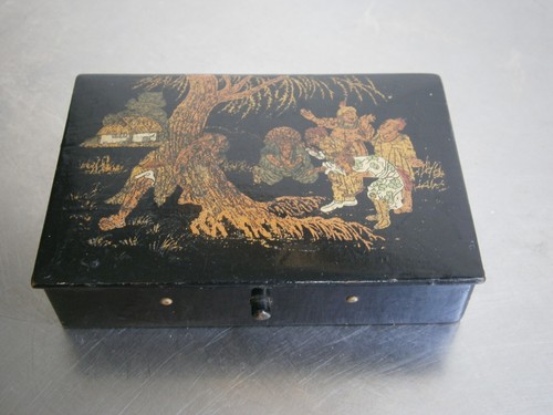 Boite papier mâché laqué - boite,