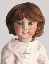 Perruque poupée ancienne Française ou Allemande-courte-Tête 22/23cm (9")