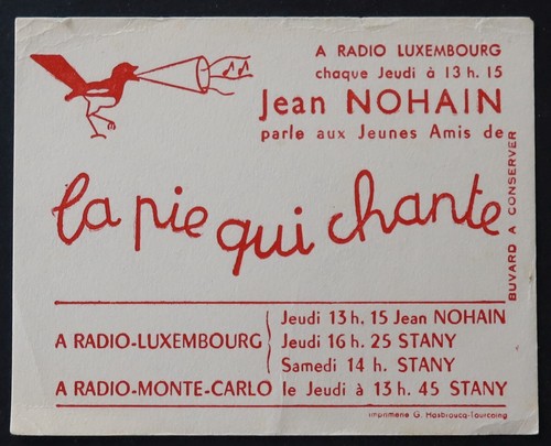 Buvard pie qui chante jean - pie,