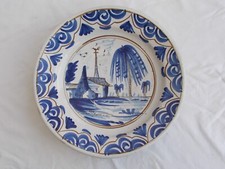 PLAT ANCIEN FAIENCE XVIII NORD VRON HESDIN DESVRES FRENCH ANTIQUE CERAMIC