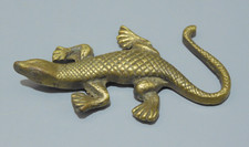 -PRESSE PAPIER LEZARD LAITON ou BRONZE PATINE ANCIENNE déco BUREAU VITRINE   D