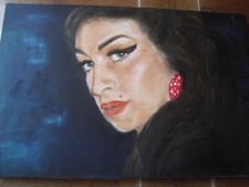 TRES BEAU TABLEAU PEINTURE ACRYLIQUE PORTRAIT "AMY WINEHOUSE "