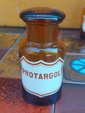 Flacon Pharmacie Verre Apothicaire Ancien Protargol Vide