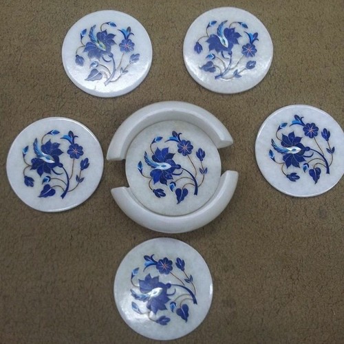 Marbre blanc coaster - marbre, set
