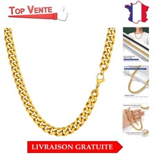 Collier Homme Chic : Chaîne Cubaine 9mm en Acier Inoxydable Plaqué Or 55cm