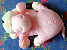 SR3/  DOUDOU PELUCHE VINTAGE CHIEN ROSE BLANC STYLE PUFFALUMP LG 33 cm TBE