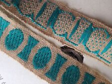Ruban toile de jute lin broder 25 metres par 27 mm ancien
