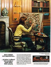 PUBLICITE ADVERTISING 044  1975   BON PASTEUR  laine à tapisserie COLBERT