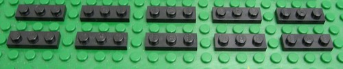 Lego black plate 1x3 ref - lego,