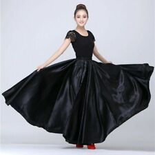 Femme Satin Latin Danse Jupe Bal Déguisement Flamenco Espagnol Volant Noir Rouge