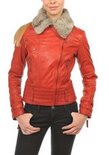 PROMOTION !!! BLOUSON PERFECTO ARTURO NEUF CUIR AGNEAU ROUGE T XL
