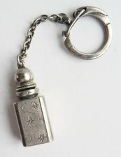 Petit flacon à parfum en argent massif silver perfume bottle porte-clé