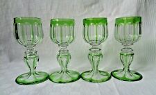 BACCARAT 4 VERRES A VIN ROEMER CRISTAL COTES PLATES DE COULEUR COLORÉ VERT CLAIR