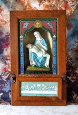 RELIQUARY VATICUM STATUE PIETA CATHOLIQUE ANTIQUE BOX AUTEL BOITE A PRIERES