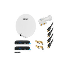 Pack Parabole satellite fibre 85cm avec 2x Récepteurs FRANSAT + LNB single
