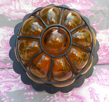 Murano Applique Mural verre Soufflé couleur orange ambre lanterne Vintage cage