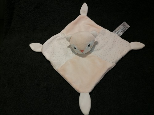 Doudou plat chat blanc - , rose