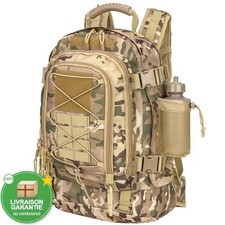 Sac à Dos de Randonnée Montagne Camping Tactique Survie 60 Litres Kaki Marche