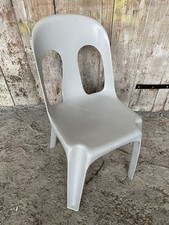 Chaise Ancienne STAMP Design Henri Massonnet Plastique Gris 80’s Vintage #C422