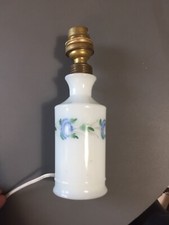 Ancien pied de lampe en opaline peint signé à Identifier Motif Floral Vintage