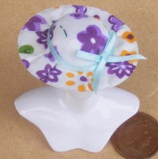 1:12 Échelle M Multicolore Chiffon Floral Femmes Chapeau Tumdee Dolls Maison S2