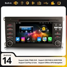 Android 14 Autoradio 8-Cœur 4GO+64GO Navi DAB+ WiFi CarPlay OBD2 Porsche Cayenne