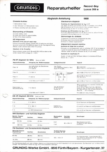 Manuel service pour - de, grundig