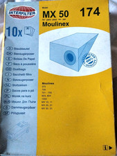10 sacs aspirateur MOULINEX 372 INTERFILTER 174 MX50