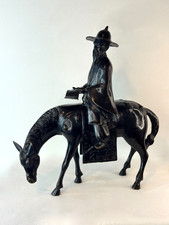 JAPON STATUE EN BRONZE ÉPOQUE FIN XIXème ÈRE MEIJI LE SAGE TOBA SUR SA MULE