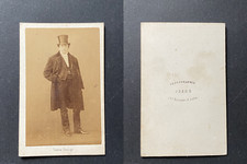 Pesme, Paris, Homme en manteau et chapeau haut de forme, circa 1860 vintage cdv 