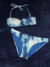 maillot de bain bandeau 2 pièces dégradé bleu turquoise et marine T34 ETAM