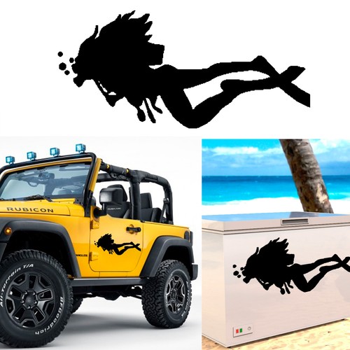 Fille plongeuse autocollant - plongeuse,,
