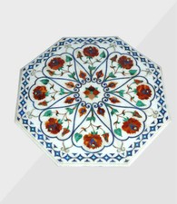 42 " Centre Marbre Table Top Handmade Demi Précieux Pierres Floral Art Home