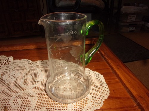 Pichet verre gravé anse - pichet, en