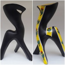 Vase Zoomorphe tripode Gabriel Fourmaintraux  années 50 céramique vintage Blin