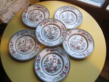 6 assiettes dessert/Gâteaux 22,5 cm faïence Johnson Bros polychrome Indian Tree 